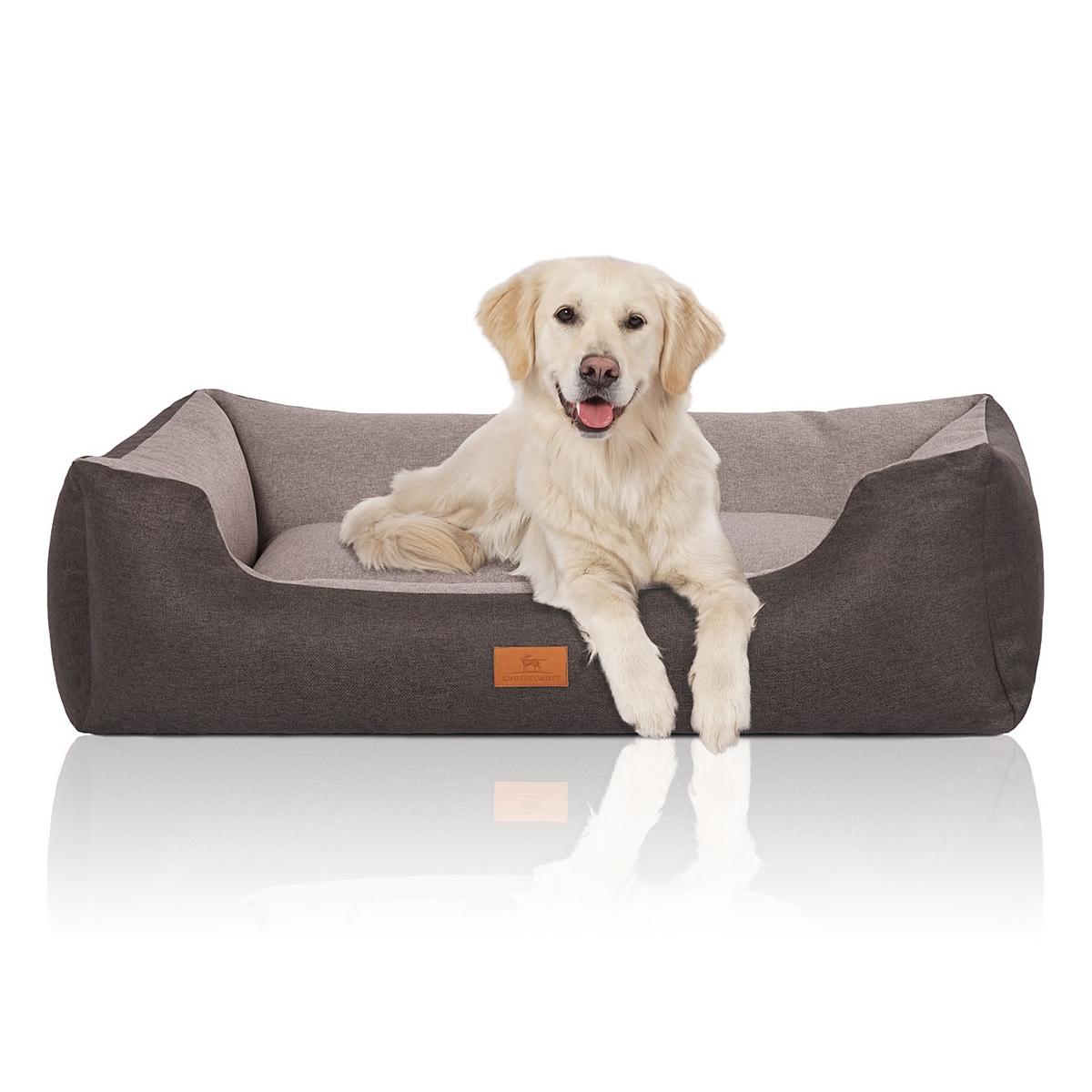 Knuffelwuff Hundebett Luke aus Velours mit feinem Handwebcharakter