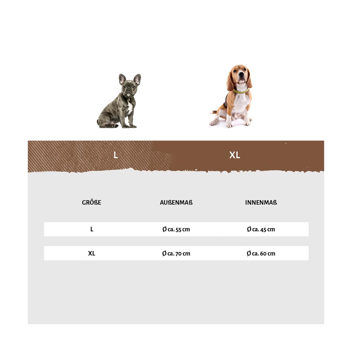 Größentabelle Knuffelwuff Hundehöhle Pumbaa aus Velours
