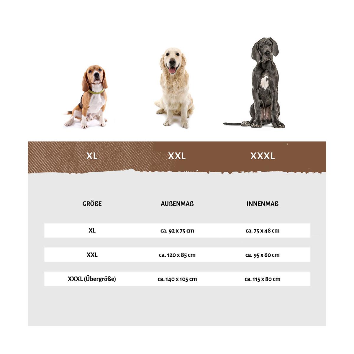 Größentabelle Knuffelwuff Kunstleder Hundebett Jerry 