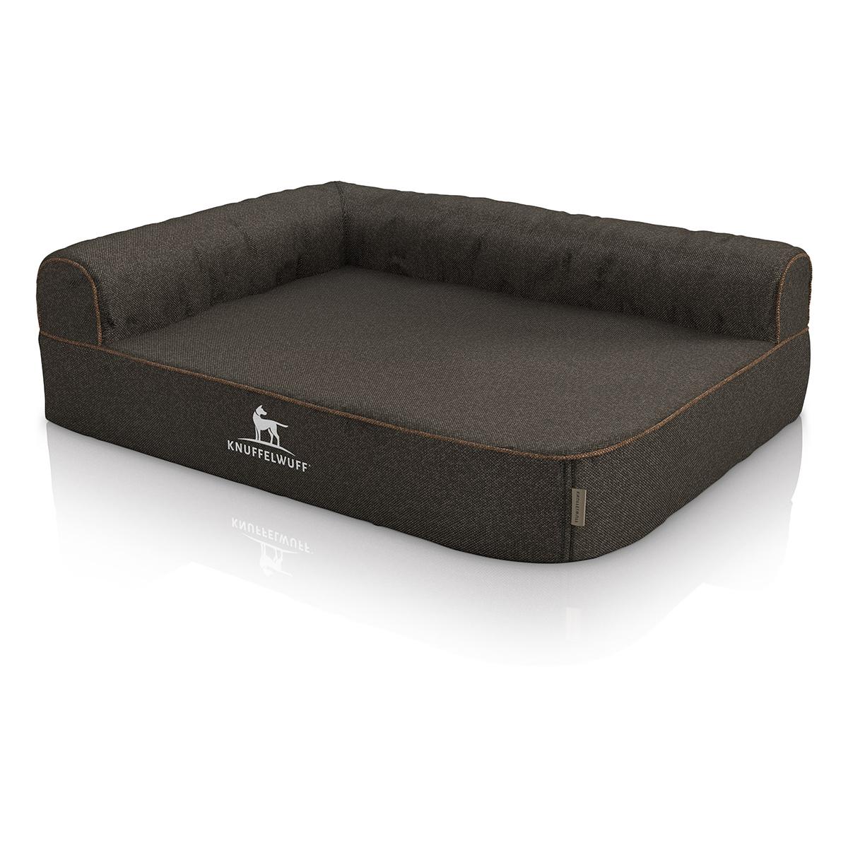 Knuffelwuff Orthopädisches Eck Hundebett Marlie aus Velours mit Handwebcharakter 
