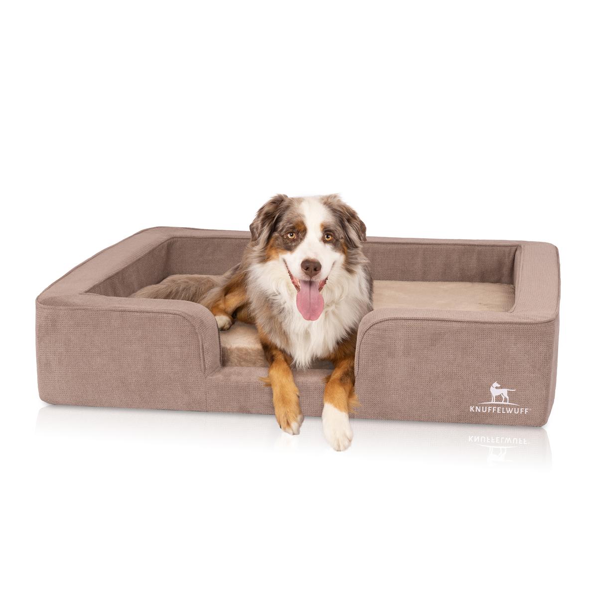 Knuffelwuff orthopädisches Hundebett mit Wendekissen aus Velours Bellamy