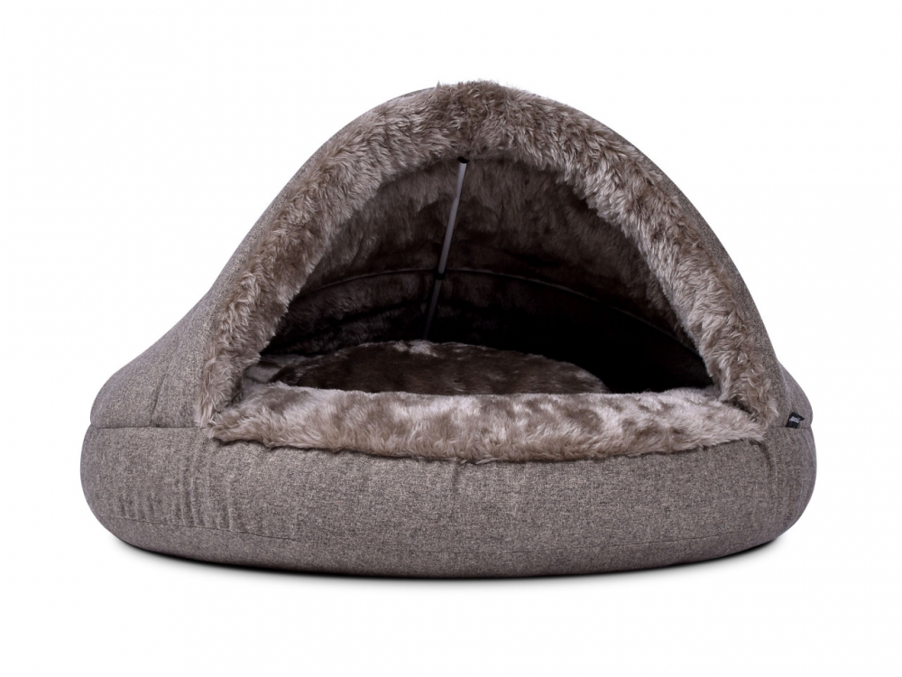 Bild 1 von mypado Shell Fake Fur Hundehöhle  / (Größe) Druchmesser 75 cm / (Farbe) Graubeige / (Füllung) Orthopädisch: viscoelastische Schaumstofflocken