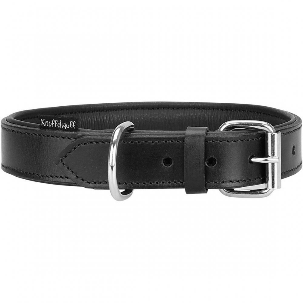 Bild 1 von Knuffelwuff weiches Echtleder Hundehalsband Basic Plus  / (Größe) 19 - 25 cm / (Farbe) Schwarz