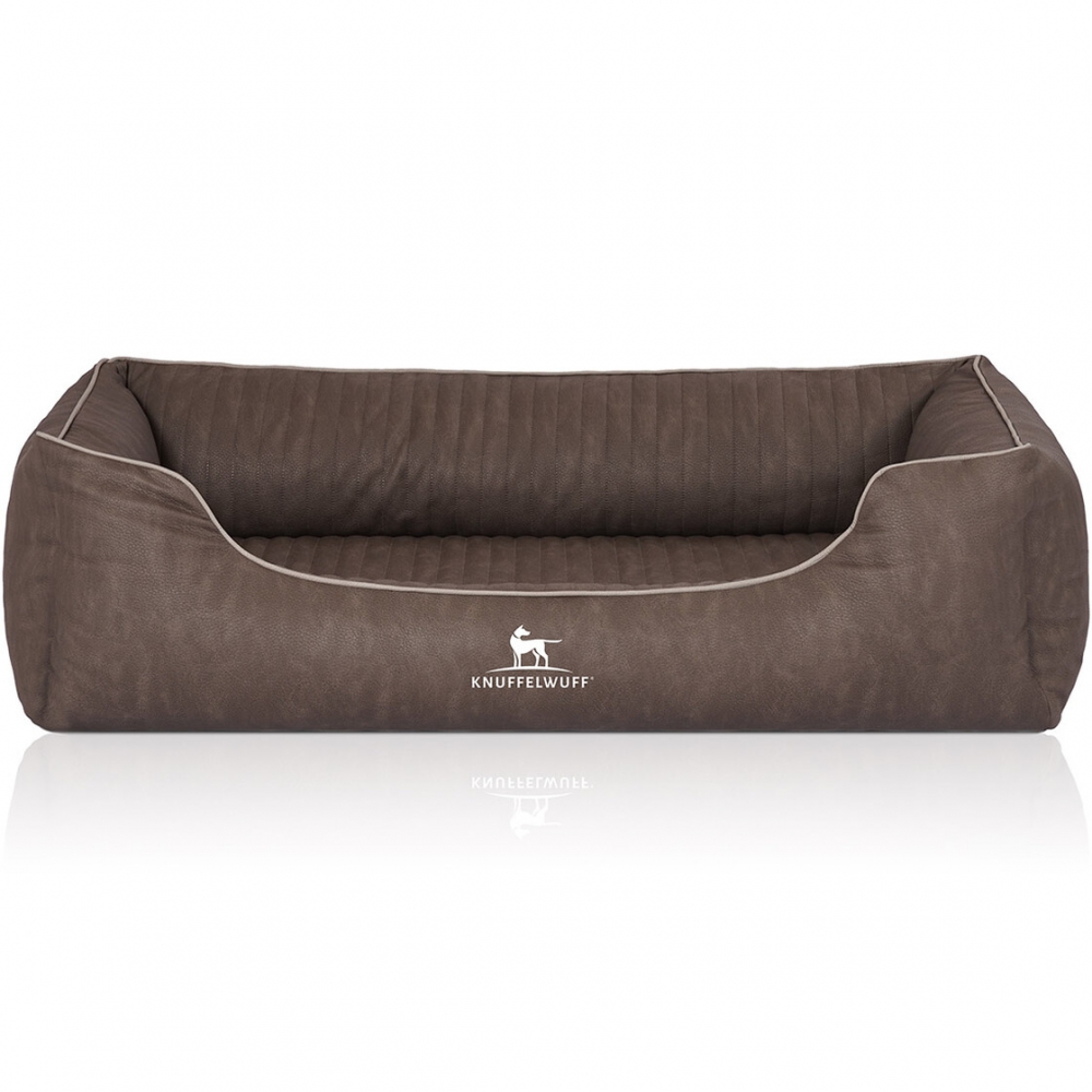 Bild 1 von Knuffelwuff orthopädisches Hundebett Tampa  Kunstleder  / (Größe) 120 x 85 cm / (Farbe) Braungrau