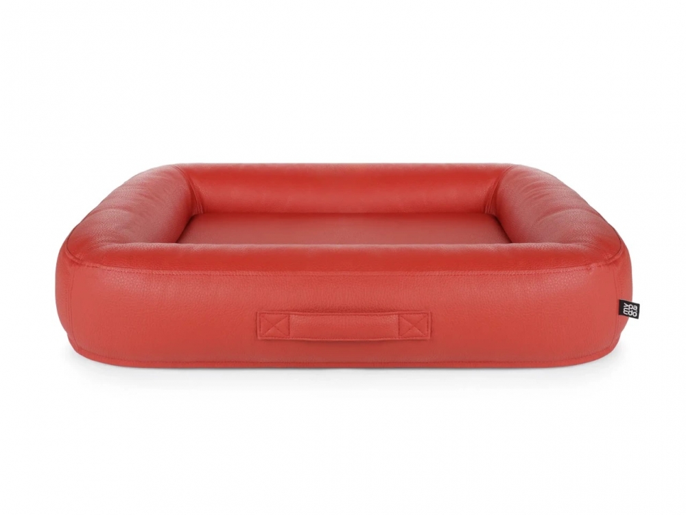 Bild 1 von mypado Loui Kunstleder-Premium Hundebett  / (Größe) 70 x 50 cm / (Farbe) Rot / (Füllung) Orhopädisch: viscoelastischer Schaumstoff