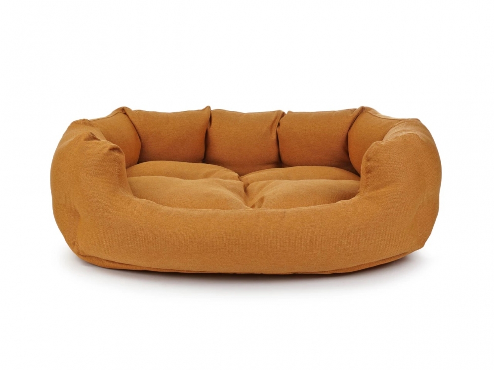 Bild 1 von mypado Fancy Mono Hundebett  / (Größe) 70 x 50 cm / (Farbe) Senfgelb / (Füllung) Orthopädisch: viscoelastische Schaumstofflocken