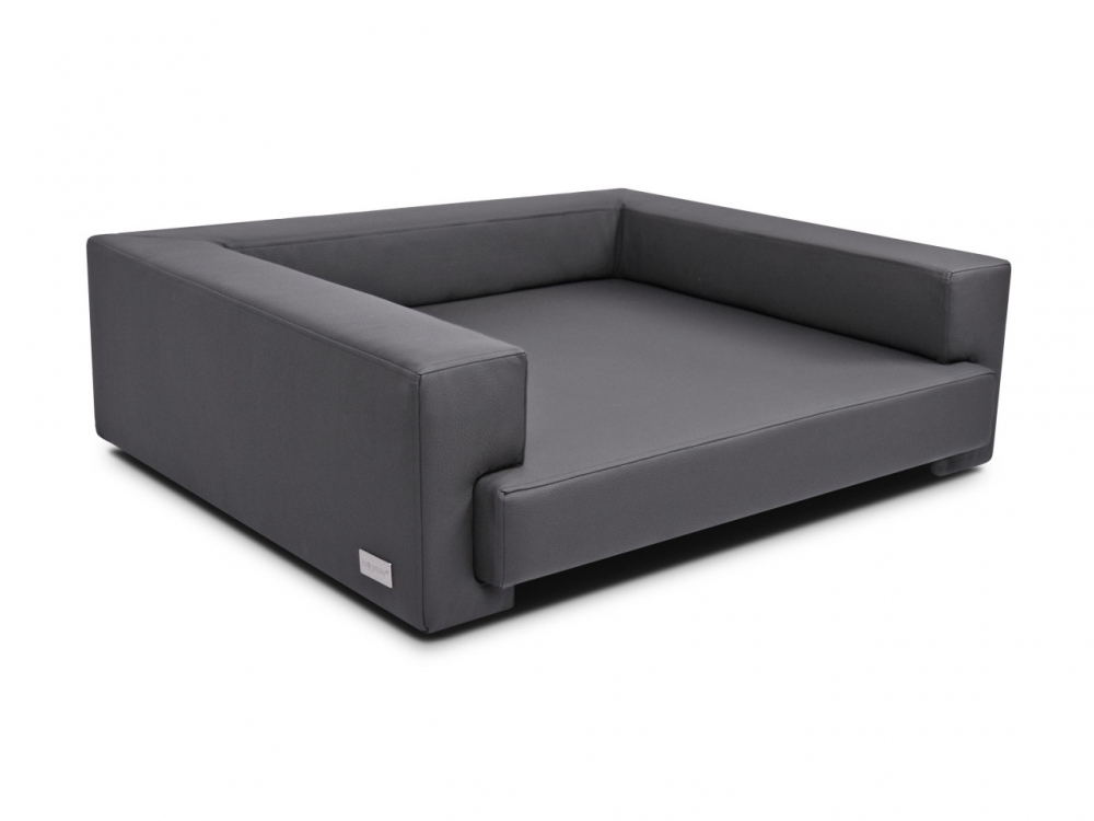 Bild 1 von mypado Boston Kunstleder-Premium Hundesofa  / (Größe) 120 x 100 cm / (Farbe) Grau / (Füllung) Orthopädisch: viscoelastischer Schaumstoff
