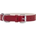 Knuffelwuff weiches Echtleder Hundehalsband Basic Plus  / (Größe) 24 - 30 cm / (Farbe) Rot