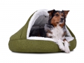 Bild 1 von mypado Shell Fake Fur Hundebett  / (Größe) Druchmesser 60 cm / (Farbe) Olivgruencremeweiss / (Füllung) Orthopädisch: viscoelastische Schaumstofflocken